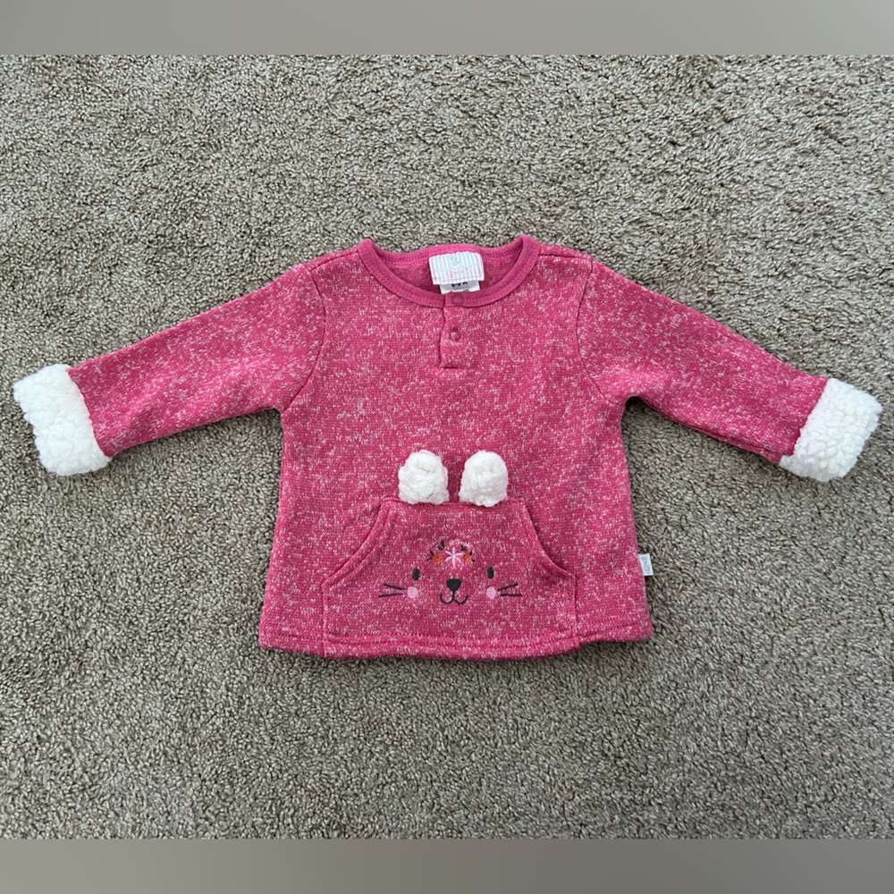 Pink Fleece Kids Top with Bunny Design